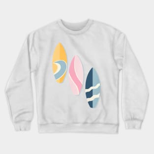 Yellow, pink and blue surfboards Crewneck Sweatshirt